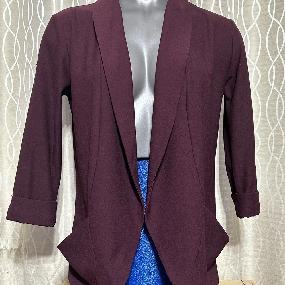 Women's Maroon Dynamite  Blazer 3/4 Sleeves Size Xs - S - Picture 2 of 8
